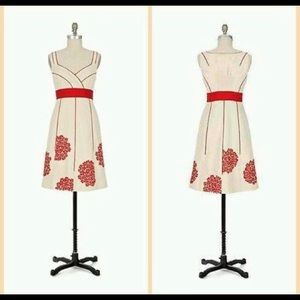 Anthropologie Floreat red&white pocket dress sz 2